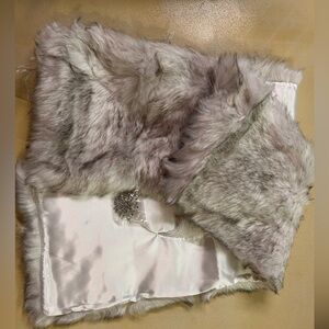 Faux Fur Shawl with Satin Lining
